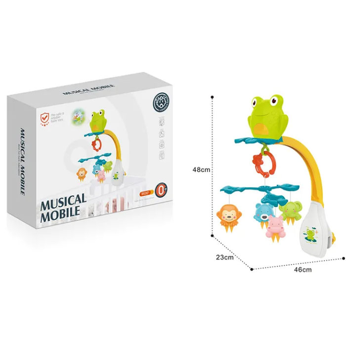 Konig Kids Cute Cartoon Frog Cib Mobile Hanging Projector Crib Bed Toy Musical Bell Baby Mobile