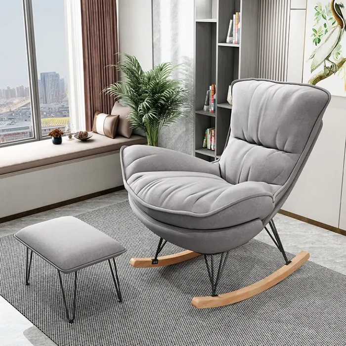 HANYEE Custom Family Living Room Rocking Chair Leisure Folding Rocking Chair Lazy Sofa Chair Leather Material for Home Furniture