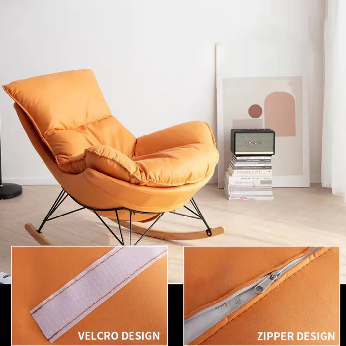 HANYEE Custom Family Living Room Rocking Chair Leisure Folding Rocking Chair Lazy Sofa Chair Leather Material for Home Furniture