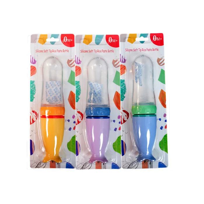 Liquid Silica Gel Baby Squeeze Rice Paste Food Feeding Products Newborn Eco-friendly Silicone Cereal Eating Bottle With Spoon
