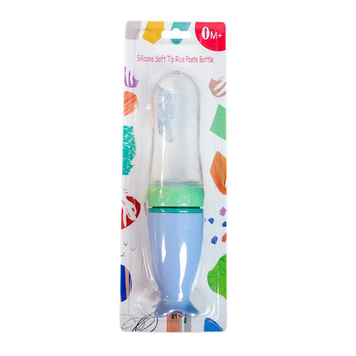 Liquid Silica Gel Baby Squeeze Rice Paste Food Feeding Products Newborn Eco-friendly Silicone Cereal Eating Bottle With Spoon