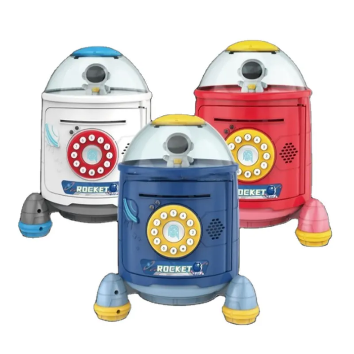 Electric Kids Automatic Deposit Ssafety Password Fingerprint Saving Money Piggy Bank Rocket