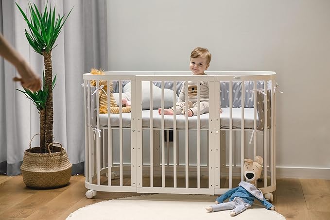 Waldin 7-in-1  Convertible Wooden Baby Bed