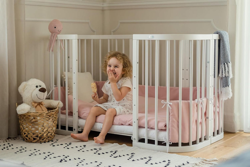 Waldin 7-in-1  Convertible Wooden Baby Bed