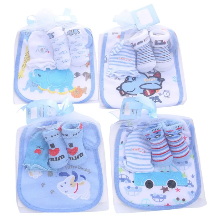 Cartoon Cotton Cute New Born Baby Boy Girl Socks Bibs Set