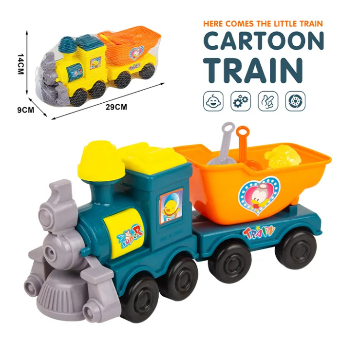 Unisex Beach Sand Train Plastic Summer Beach Sand Toy Kids Outdoor Beach Toy with Mesh Bag Packaging
