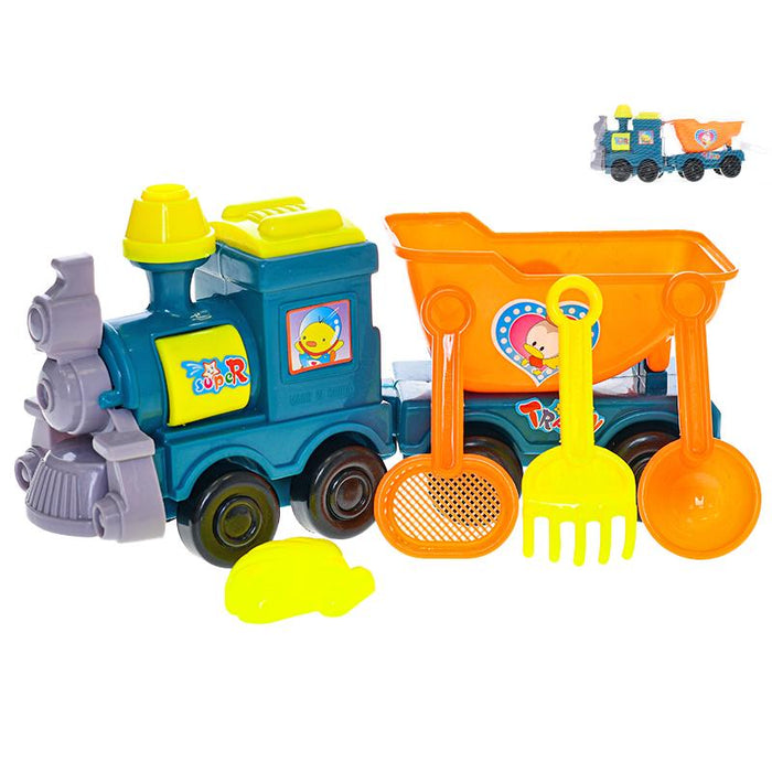 Unisex Beach Sand Train Plastic Summer Beach Sand Toy Kids Outdoor Beach Toy with Mesh Bag Packaging