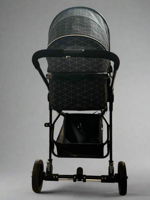 Black Stroller with a Geometric Pattern