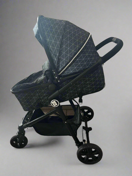 Black Stroller with a Geometric Pattern