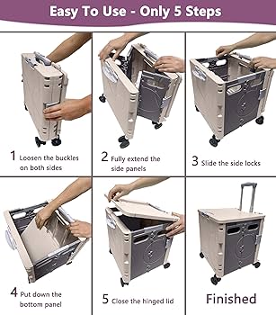 Plastic Rolling Waterproof Trolley Hot Selling Foldable Supermarket Trolley Cart Family Collapsible Cart for Shopping