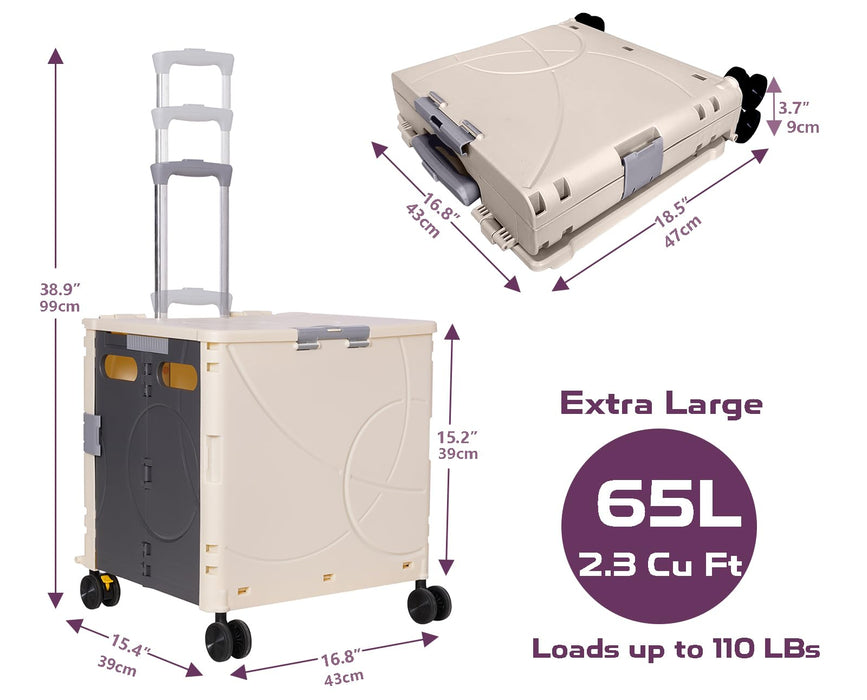 Plastic Rolling Waterproof Trolley Hot Selling Foldable Supermarket Trolley Cart Family Collapsible Cart for Shopping