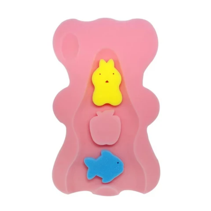 Soft Infant Bath Sponge Skid Proof Baby Bath Mat Newborn Odor Free (Pink,biue,yellow)