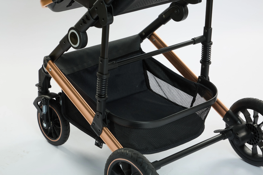 Luxury Aluminum Alloy Golden Baby Stroller / Mother Baby Stroller Bike/ 3 in 1 Baby Pram