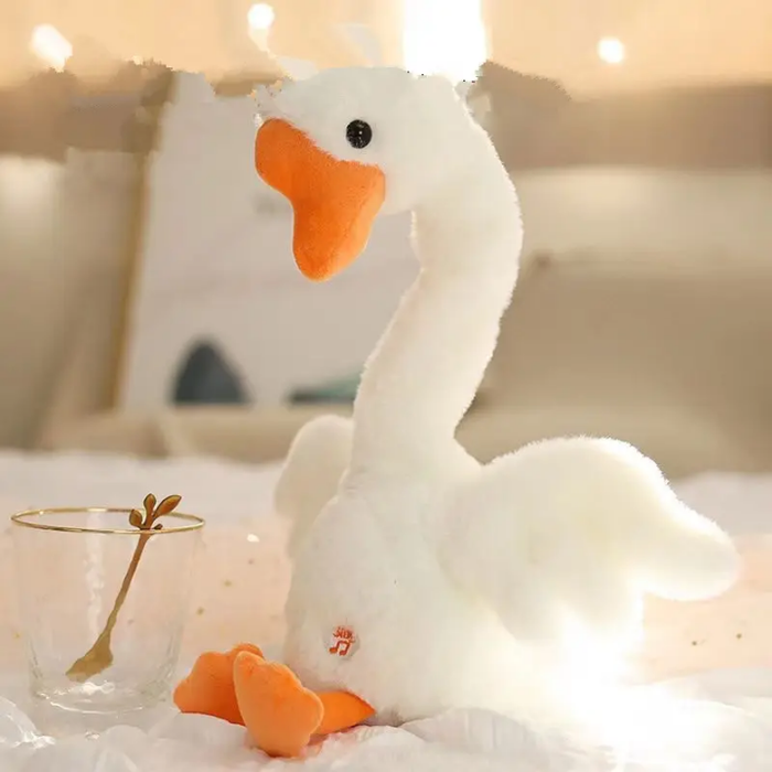 New Stuffed Animal Big Goose Ring Toy Electric Dancing Swing Shaking Head Toys for Children