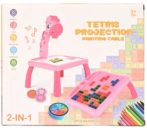 AiJH Funny Yellow DIY Painting Drawing Table With Color Pen Learning Drawing Machine Painting Projector Toys