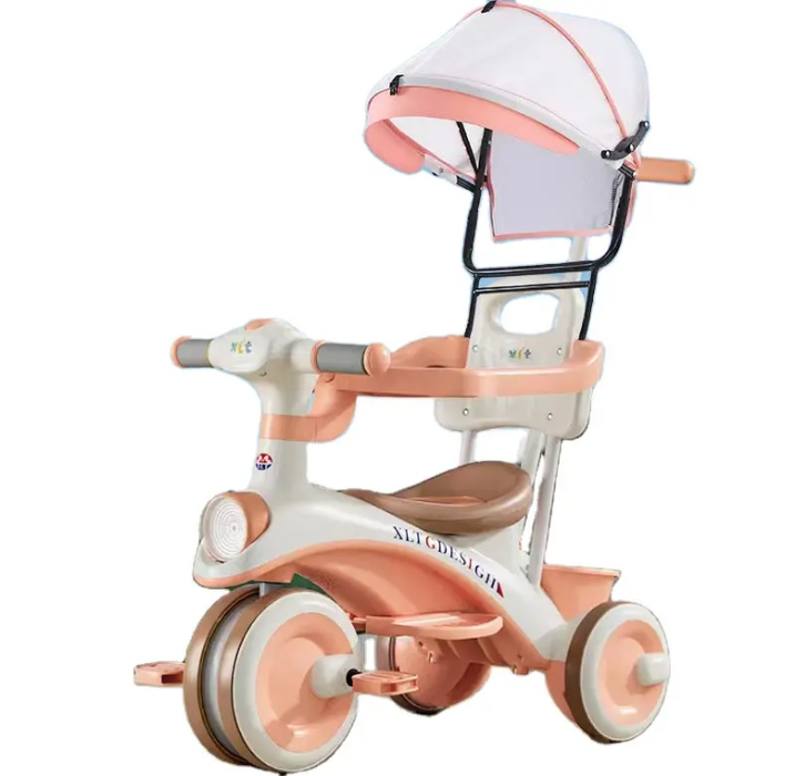 Multi Functional 3 in 1 Kids Child Infant Baby Boy Girl Tricycle Bicycle Pedal Stroller Push Ride on Three Wheels With Canopy