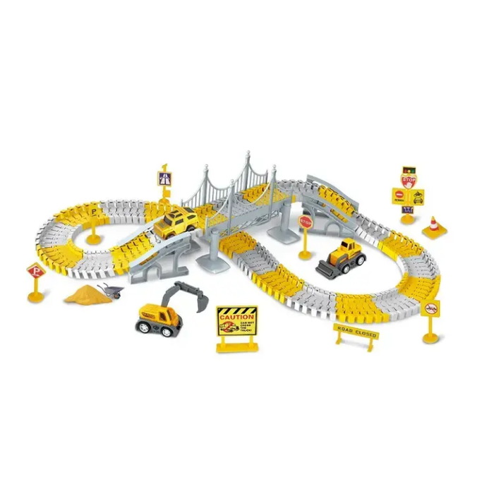 Interactive DIY Glow Railway Toy Electric Slot Car Track for Boys' Racing Made of ABS PC and Plastic Materials