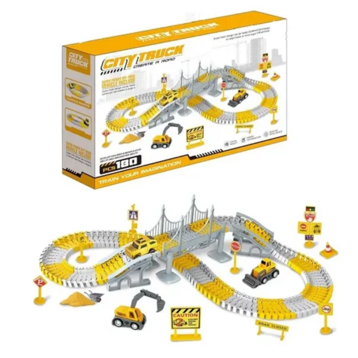 Interactive DIY Glow Railway Toy Electric Slot Car Track for Boys' Racing Made of ABS PC and Plastic Materials
