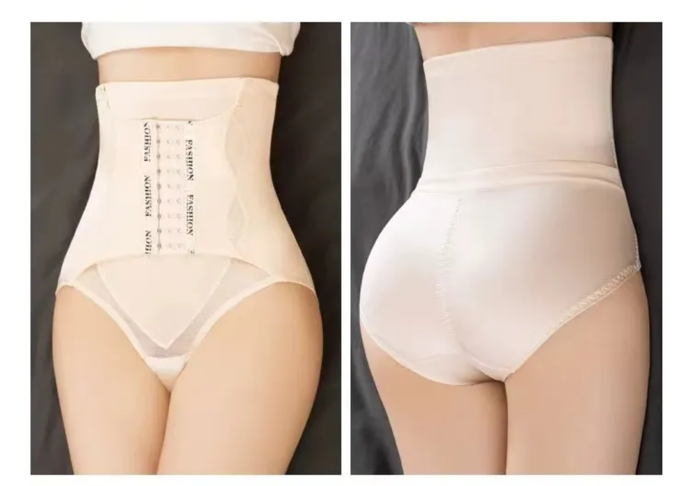 Women Fajas Corset Stomach Control Tummy Control Panties Silk Fabric Breathable Hooks Sheath Shapewear
