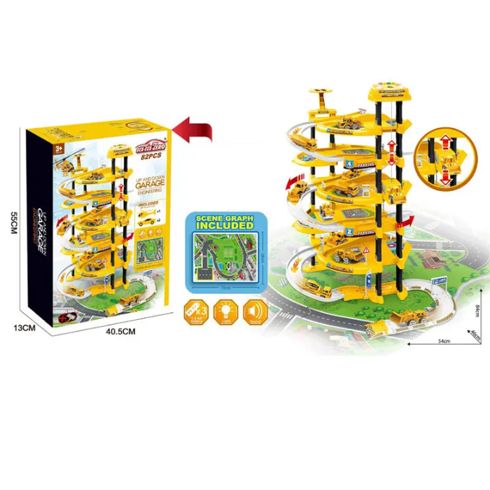 City Ultimate Garage Play Set,Kids Car Garage Toy with Electric Elevator,Toddler Car Track Toy Play Set Parking Garage Race Car
