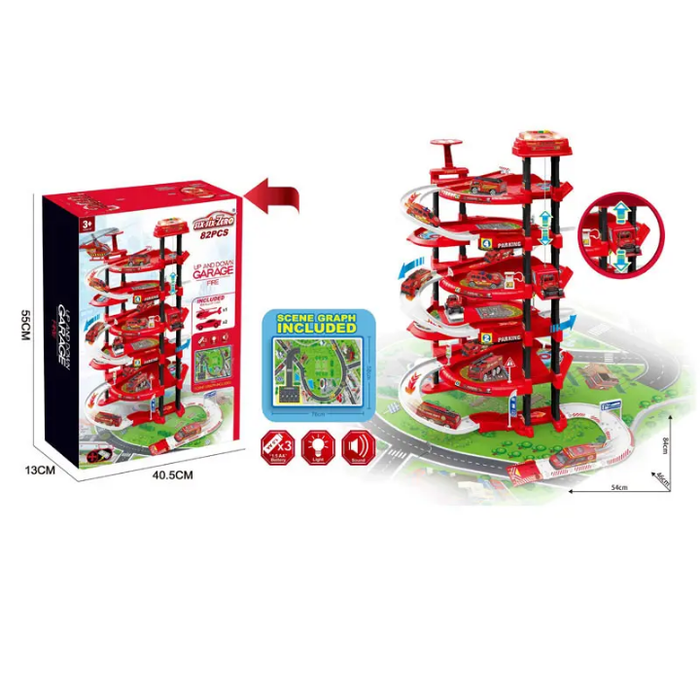 City Ultimate Garage Play Set,Kids Car Garage Toy with Electric Elevator,Toddler Car Track Toy Play Set Parking Garage Race Car