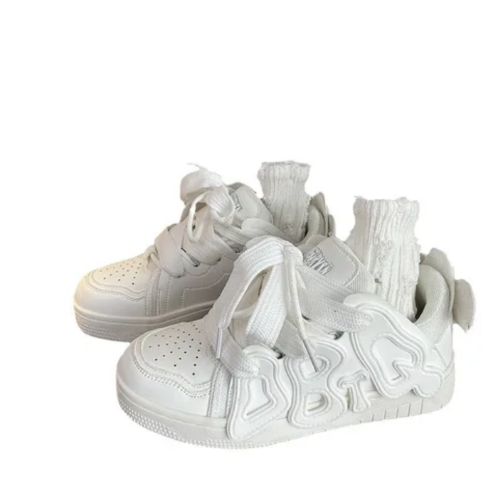 Best Selling Breathable Thick Sole Sports White Rose Red Irregular Letters Chunky Old Dad Shoes for Women Girls