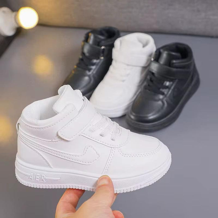 2024 White High-Top Casual Shoes for Boys and Girls Non-Slip Sports Design for Children in Autumn