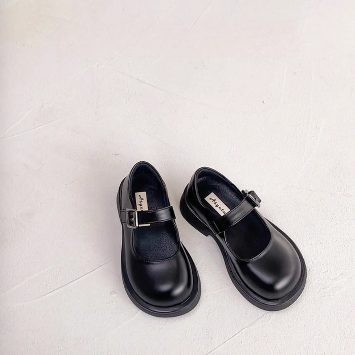 Genuine Leather Black School Shoes for Girls Oxford Uniform Design Summer Season Bulk Customizable for Kids