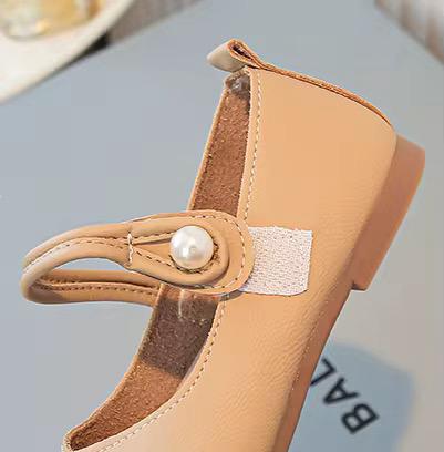 RTS 2024 Autumn New Children's Soft Soled Single Shoes for Big Children and Little Girls Pearl Peas Shoes Baby Small Leather