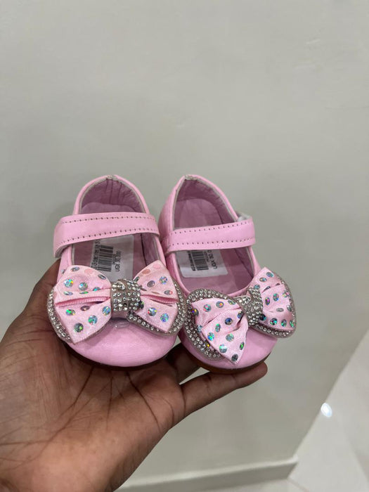 Bing Flower Girl Flat Heel pink Pearl Flower Party Wedding Dance Shoes Baby Girl Princess Birthday Shoes