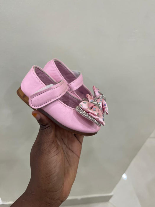 Bing Flower Girl Flat Heel pink Pearl Flower Party Wedding Dance Shoes Baby Girl Princess Birthday Shoes