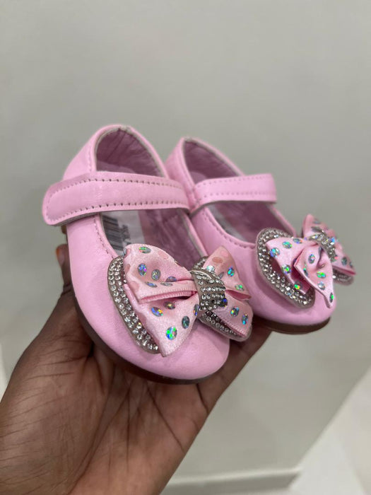 Bing Flower Girl Flat Heel pink Pearl Flower Party Wedding Dance Shoes Baby Girl Princess Birthday Shoes