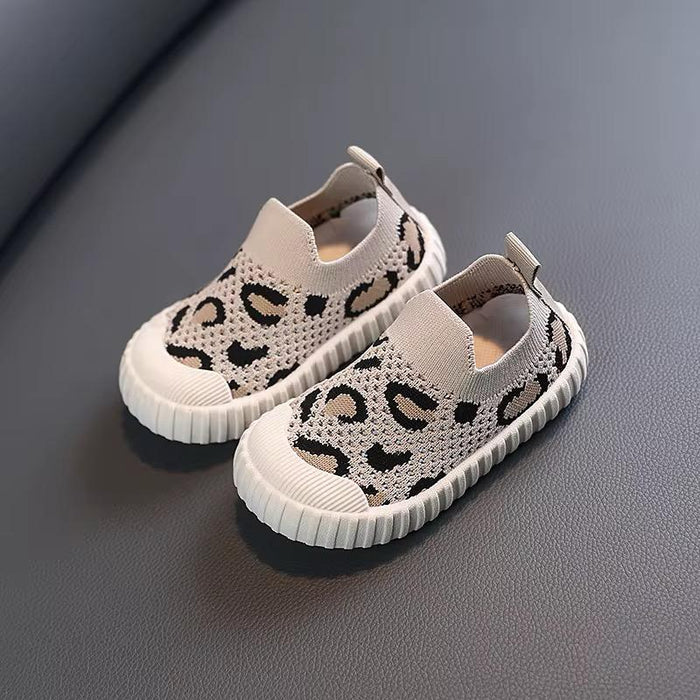 Little Boys Toddler Shoes Little Girls Boy Classical Leopard Mesh Shoes Soft Bottom Anti-slip Children's Shoes