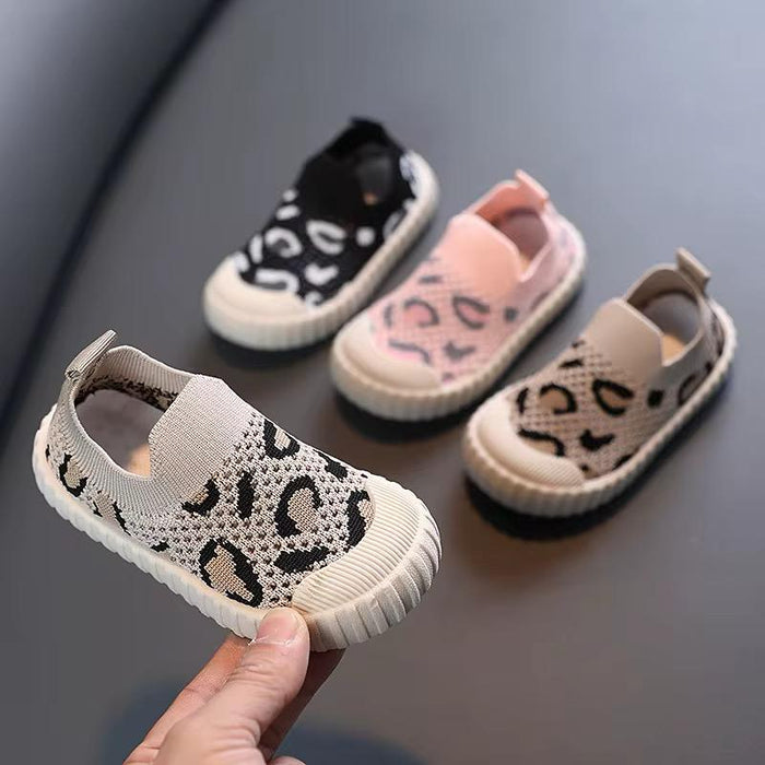 Little Boys Toddler Shoes Little Girls Boy Classical Leopard Mesh Shoes Soft Bottom Anti-slip Children's Shoes