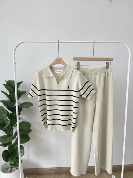 Ladies 2pc Striped Top & Pants Set