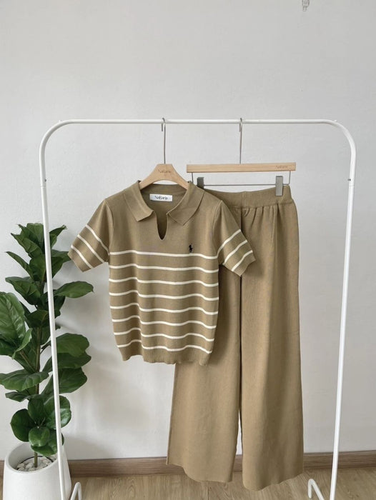 Ladies 2pc Striped Top & Pants Set