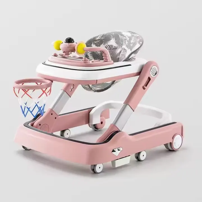 3-in-1 Multifunctional Baby Walker Tricycle Foldable Music-Enabled Plastic Frame Toy for Children's Walking Practice