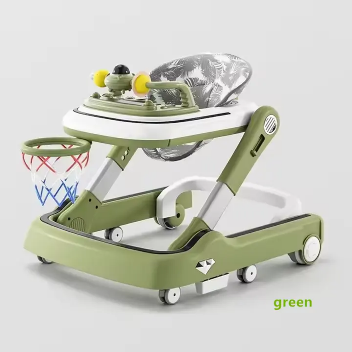 3-in-1 Multifunctional Baby Walker Tricycle Foldable Music-Enabled Plastic Frame Toy for Children's Walking Practice