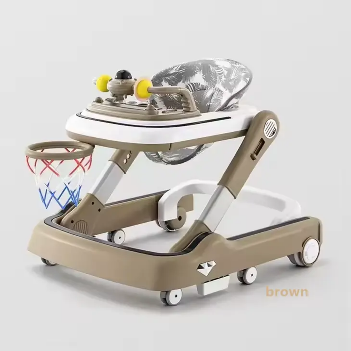 3-in-1 Multifunctional Baby Walker Tricycle Foldable Music-Enabled Plastic Frame Toy for Children's Walking Practice