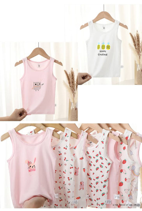 Children's Vest Pure Cotton Thin Cartoon Printed Girls' Sleeveless Bottom Shirt Girls Vest Kids tank Tops
