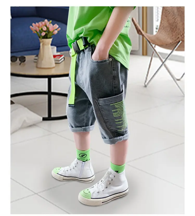Teens Summer Fashion Shorts Big Boys Casual Capri Pants Personalized Hip Hop Trend Shorts