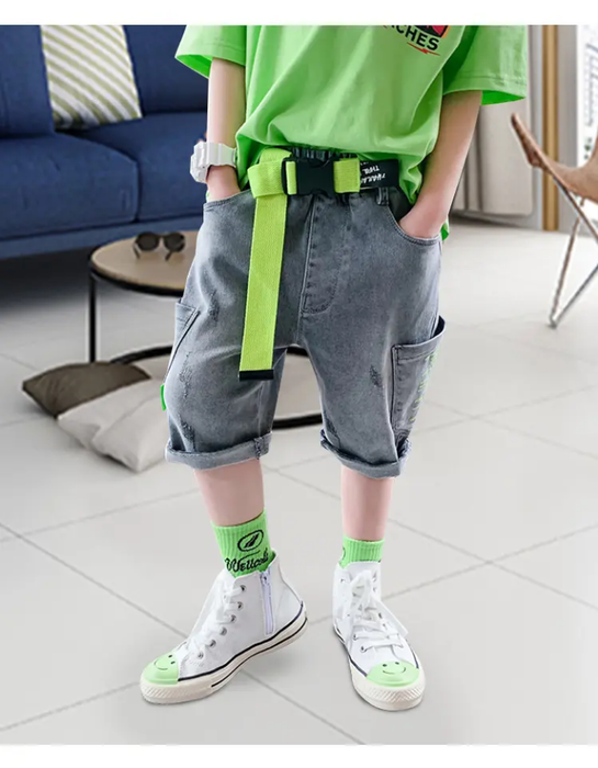 Teens Summer Fashion Shorts Big Boys Casual Capri Pants Personalized Hip Hop Trend Shorts