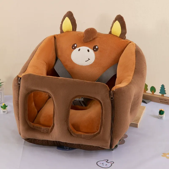 Cartoon Infant Learning to Sit Sofa Chair Drop-Proof Seat Stool with Car Strap Safe Portable for Children's Dining Living Room