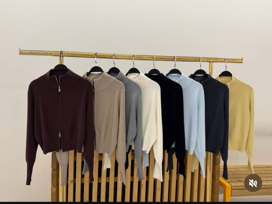 Zipped Pull Neck Sweater