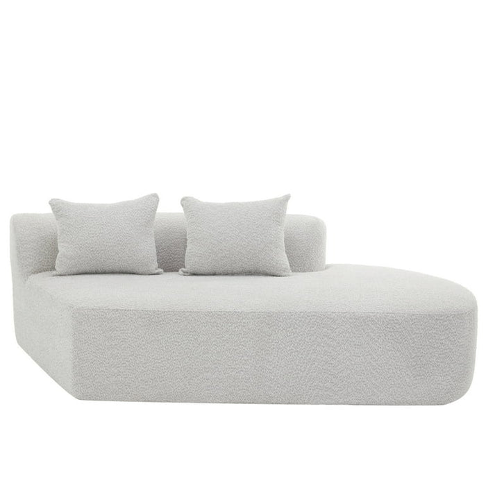 Christopher Knight Home Modern 116" Curved Sectional Sofa Couch, Upholstered Chaise Lounge with 4 Pillows, White Gray