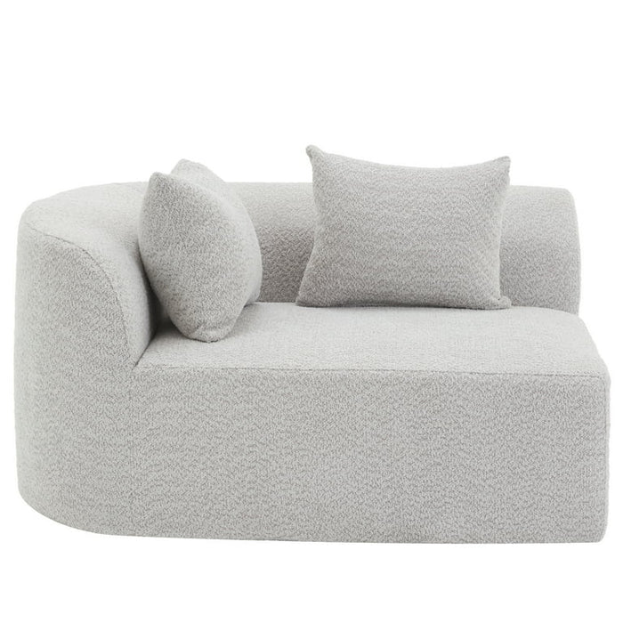 Christopher Knight Home Modern 116" Curved Sectional Sofa Couch, Upholstered Chaise Lounge with 4 Pillows, White Gray