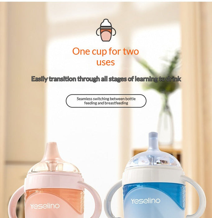 2-in-1 Yeselino Baby Sippy Cup  Anti-Choke Leak-Proof Oral-Friendly Learning Cup 24ml