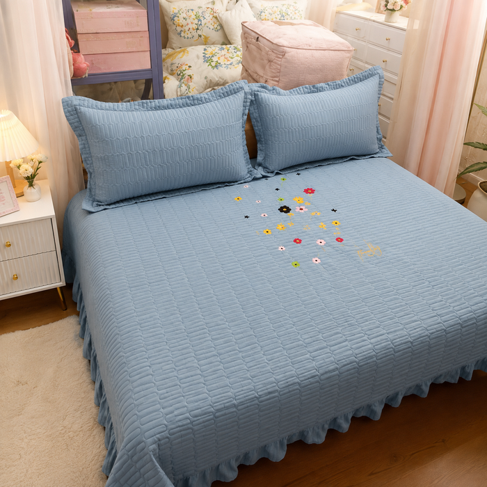 3pcs Embroidery Bed Cover Set
