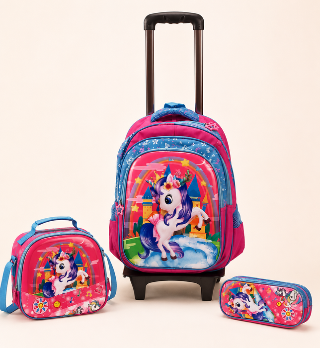 Unicorn Dreams 3-Piece Rolling School Bag Set