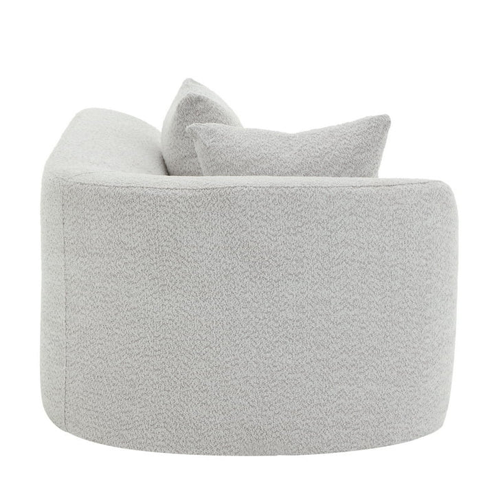 Christopher Knight Home Modern 116" Curved Sectional Sofa Couch, Upholstered Chaise Lounge with 4 Pillows, White Gray